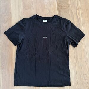 Bally Black Crewneck T-Shirt with Small White Chest Logo Size XL
